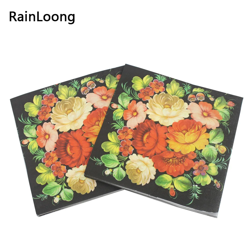 [RainLoong] новые бумажные салфетки с цветочным рисунком для праздника и вечерние