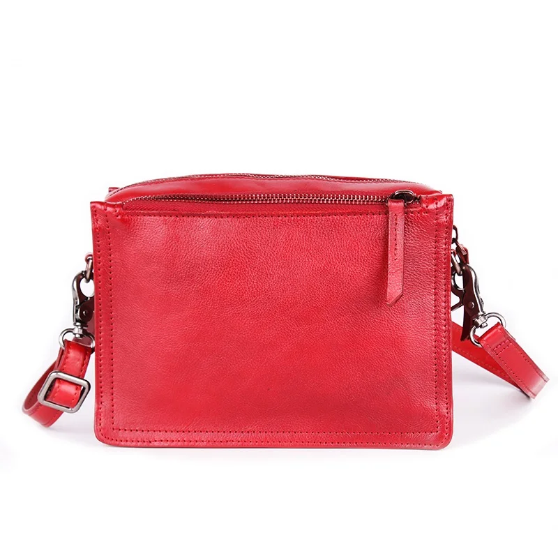 

Vintage Designer Cowhide Women Flap Sling Bag Zipper Closure Genuine Leather Female Messenger Bag Handmade Lady One Shoulder Bag