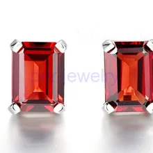 Натуральный гранат Серьги гвоздики 1.2ct* 2шт драгоценные камни 925 стерлингового серебра ювелирные украшения для мужчин или женщин# F98807