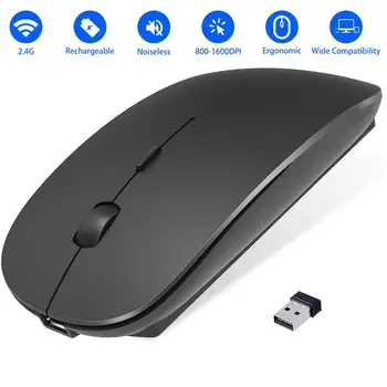 

2.4G Slim wireless mouse Silent mouse Rechargeable 1600 DPI Optical Portable Mouse with USB receiver for PC laptop Mackbook