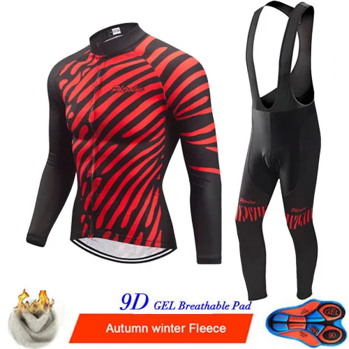 Bib Cycling Set Phtxolue Мужская Зимняя Теплая Флисовая велосипедная одежда велосипедные Джерси комплект велосипедная майка костюм для езды на горном велосипеде - Цвет: Bib Cycling Set