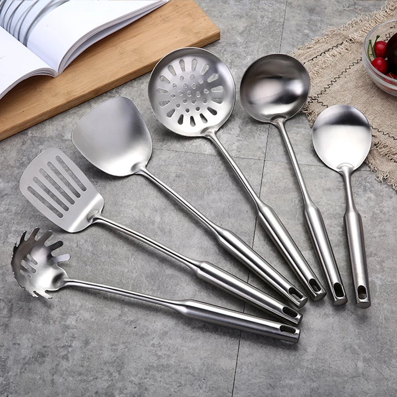 1PC Stainless Steel Cooking Tools Soup Ladle Spoon Slotted Shovel Turner Cooking Utensils Spatula Strainer Pasta Server
