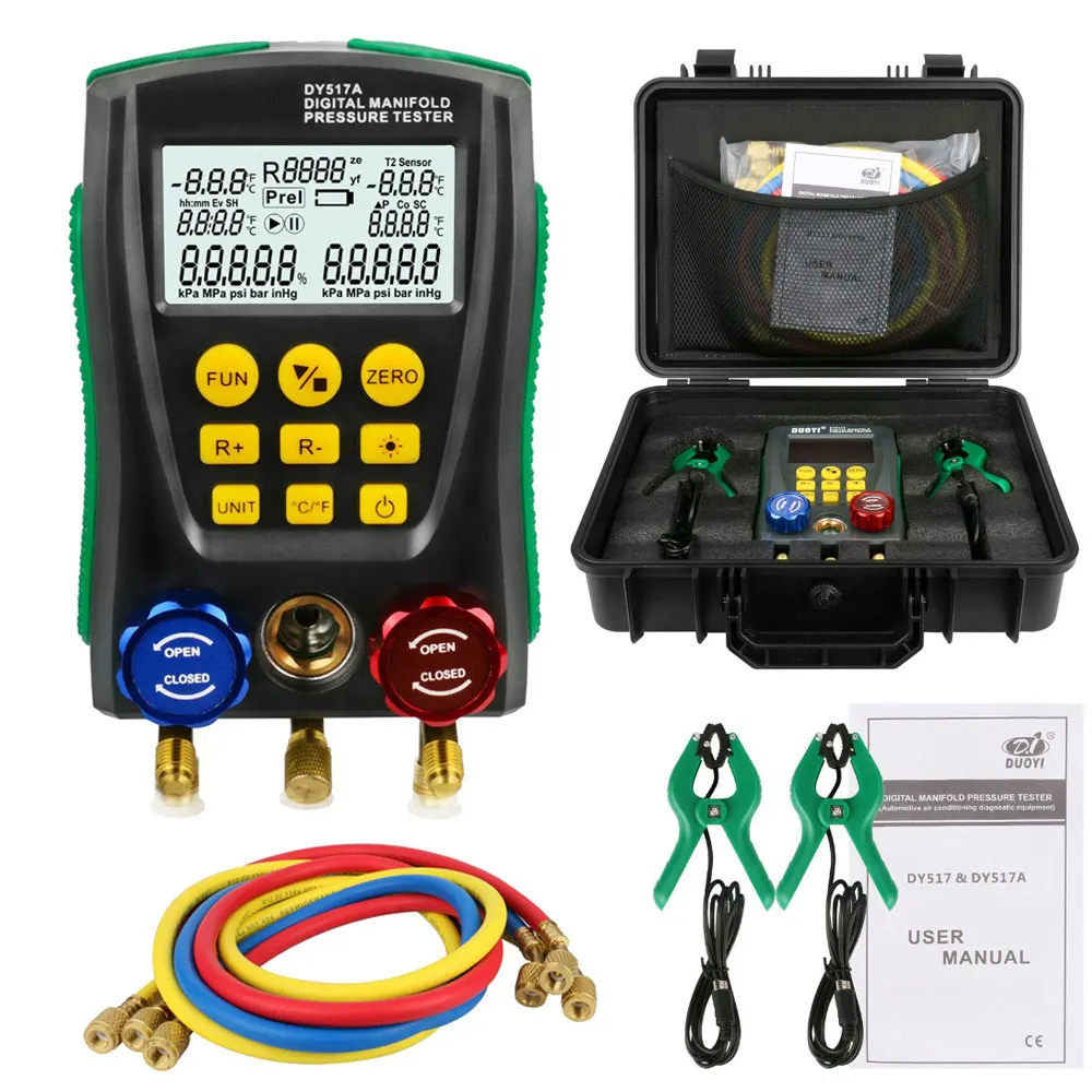 

Digital Manifold Pressure Gauge Vacuum Gauge Refrigeration Tools Manifold Tester Meter HVAC Temperature Tester Valve Tool Kit