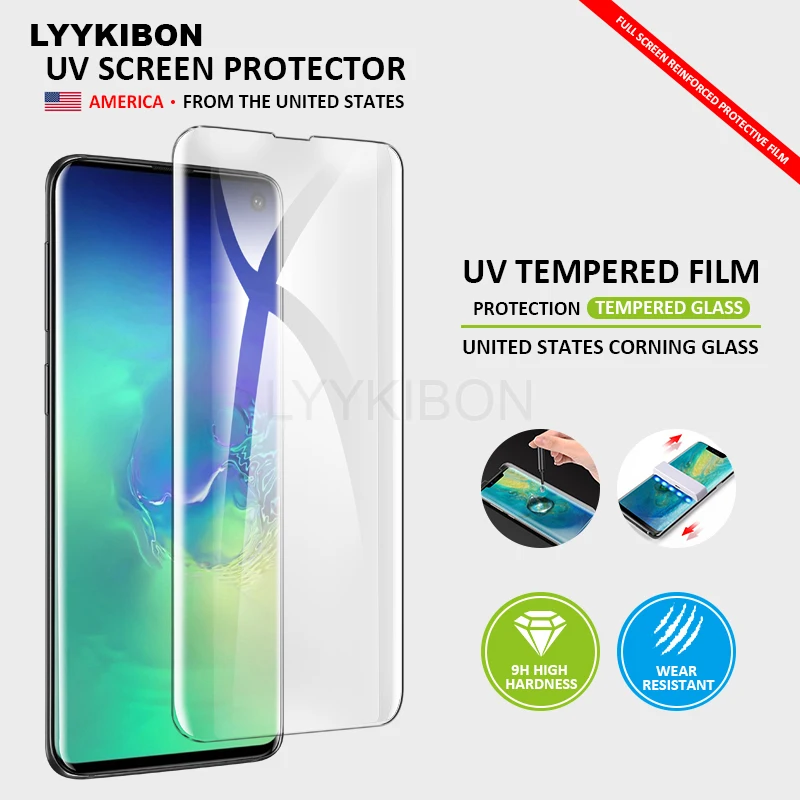 

UV Tempered Glass For Samsung Note 9 8 S6 S7 Edge 5D Full Liquid Glue Screen Protector For Samsung Galaxy S10 S9 S8 Plus lite