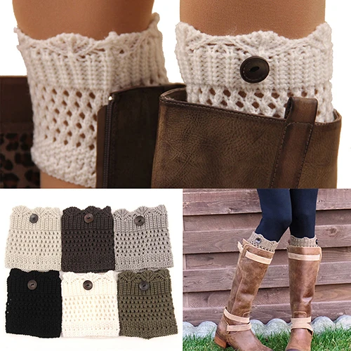 

2017 Hot Sale Women Winter Leg Warmers Acrylon Wool Crochet Hollow Knit Boot Socks Toppers Cuffs