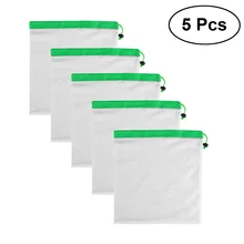 5 шт многоразовые сетки производят сумки моющиеся экологически чистые сумки для продуктовых покупок и хранения мешок фруктов овощей и сада продукты