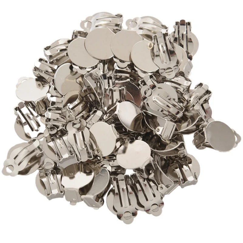 50PCs Silver Earring Clip Findings 15x20mmJewelry Findings