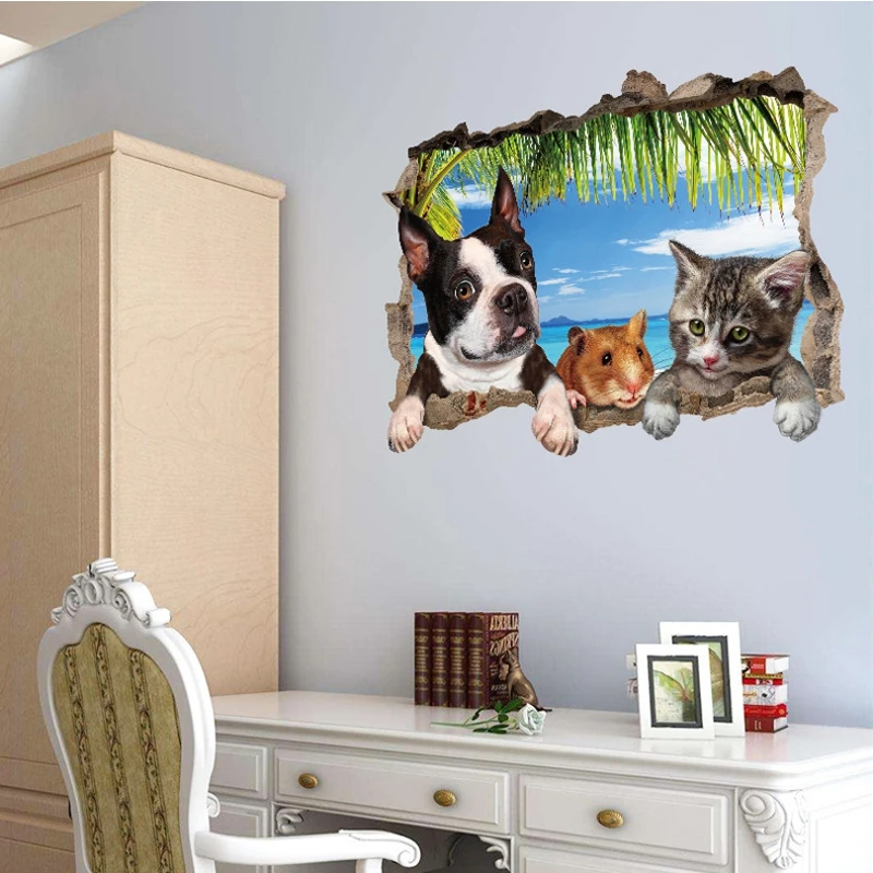 3D animal landscape Wall Sticker Decal for Living Room Bedroom Decal decoration Animal Decals