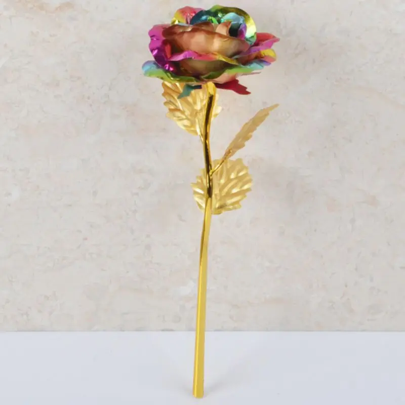 24 K Красочные золотые розы цветок золотой окунутый с коробкой День Святого Валентина свадебные юбилей вечерние Романтические цветы девушки подарки