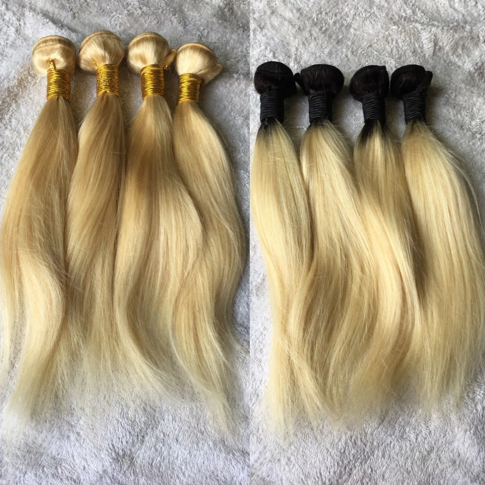 MOGUL HAIR 4/6 Bundles 50g/pc 1B 27 Ombre Honey Blonde Brazilian Straight Remy Human Hair 613 Natual Color Short Bob Style
