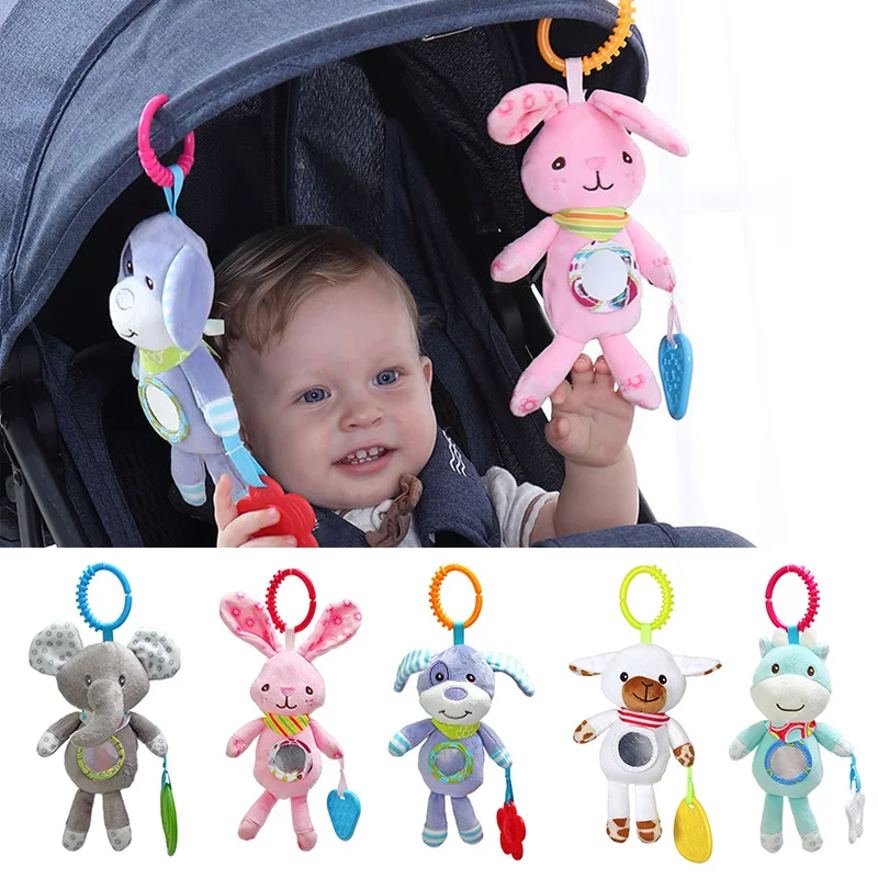

Cute Animal Plush Baby Rattle Soft Teether Stroller Hanging Bell Mobile Crib Bed Activity Educational Infant Baby Toys Gifts