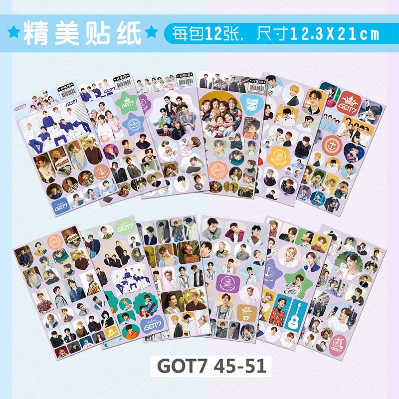 

120 sheets/lot KPOP GOT7 Sticker TOY JB JinYoung Mark Jackson BamBam YoungJae Figure magic 3d wall stickers for kids rooms