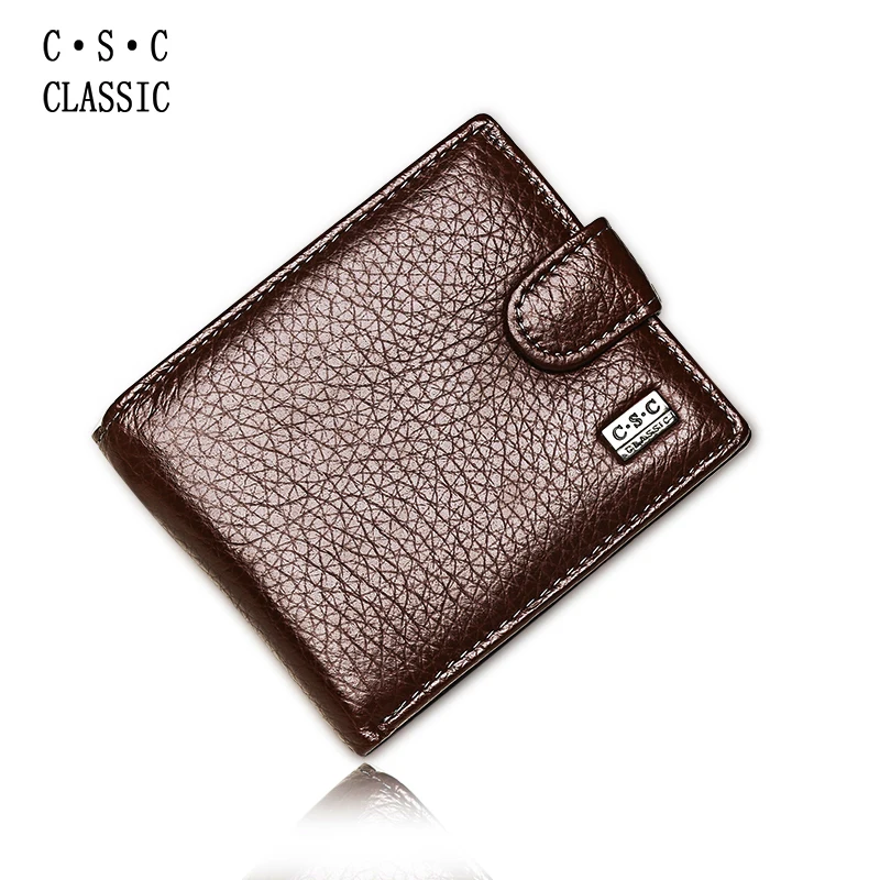 2016 New Brand Wallet Men Red Brown Real Genuine Cowhide Leather Bifold Wallets Coin Purse Pouch ...