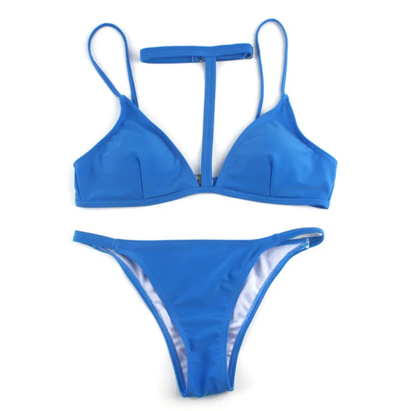New Sexy Wire Free Bikinis Set Neck Strap Women Swimwear Swimsuit Push Up Bikini Set Beach Bathing Suits Swim Wear #J20#F (9)