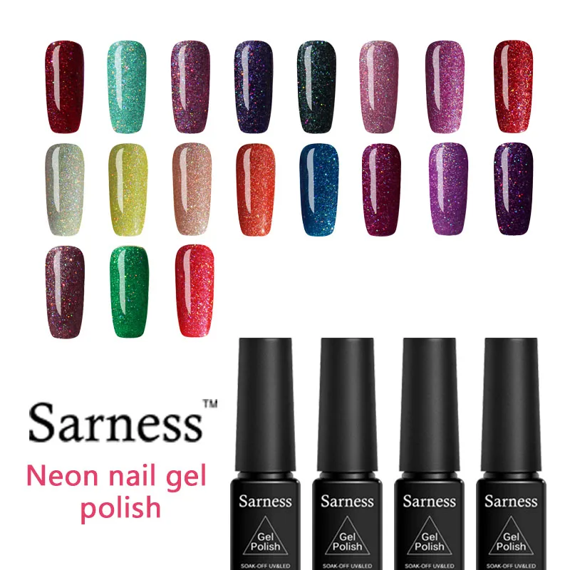 Sarness 1 шт. неоновый Радуга uv гель Лаки для ногтей soak off лак Эмаль постоянный Гели Bling