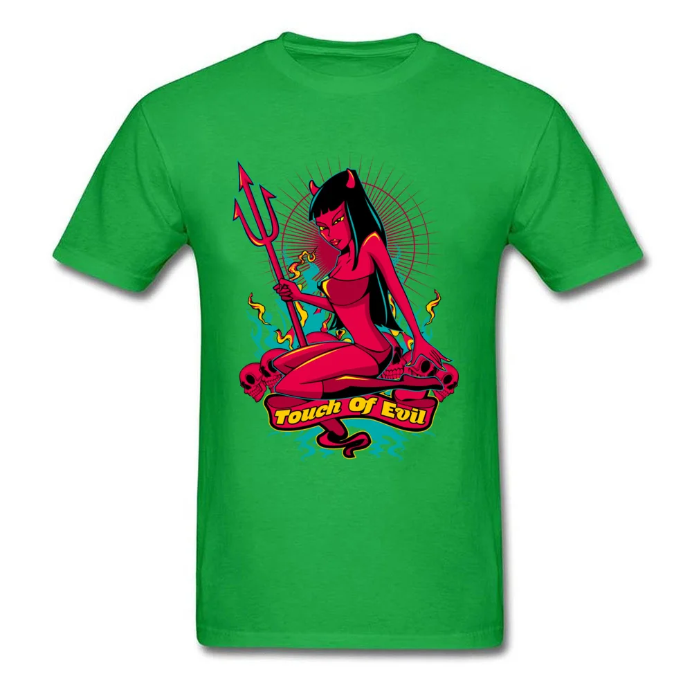 Personalized T-Shirt Gift Short Sleeve Rife Round Collar All Cotton Tops Shirts Casual Tee-Shirts for Boys VALENTINE DAY Devil Pin Up Girl Touch of evil green