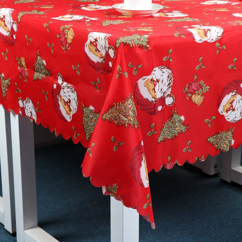 OurWarm Christmas Table Cover Rectangular Tablecloth Snowman New Year Table Cloth for Restaurant Kitchen Dining Home Decoration