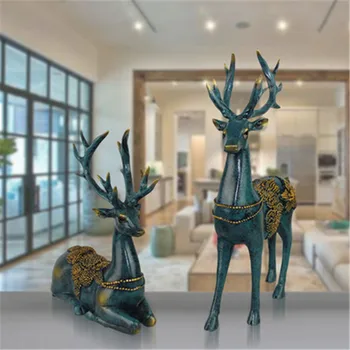 

11'' Creative Home Decor David's Deer Exquisite Couples Ornaments Resin Action Figure Collectible Model Toy Valentines Gift P895