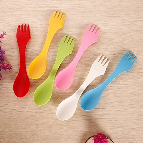 Jezebel 3 en 1 cuchara cuchillo que acampa yendo utensilios Spork vajilla Picnic barbacoa al aire libre cubiertos platos de cocina