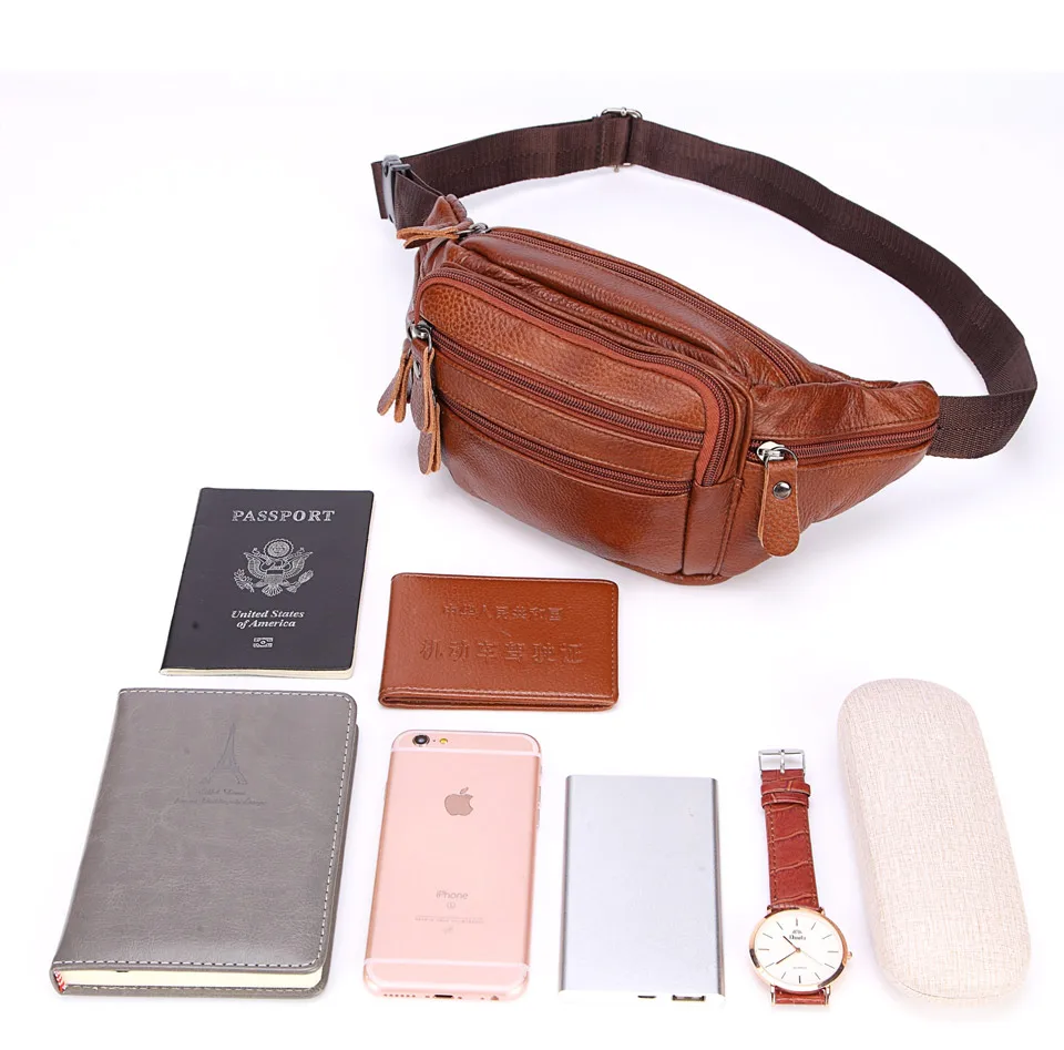 Модная Мужская поясная сумка из натуральной кожи для телефона, мужская кожаная сумка-мессенджер, брендовая поясная сумка, Мужская поясная сумка для путешествий