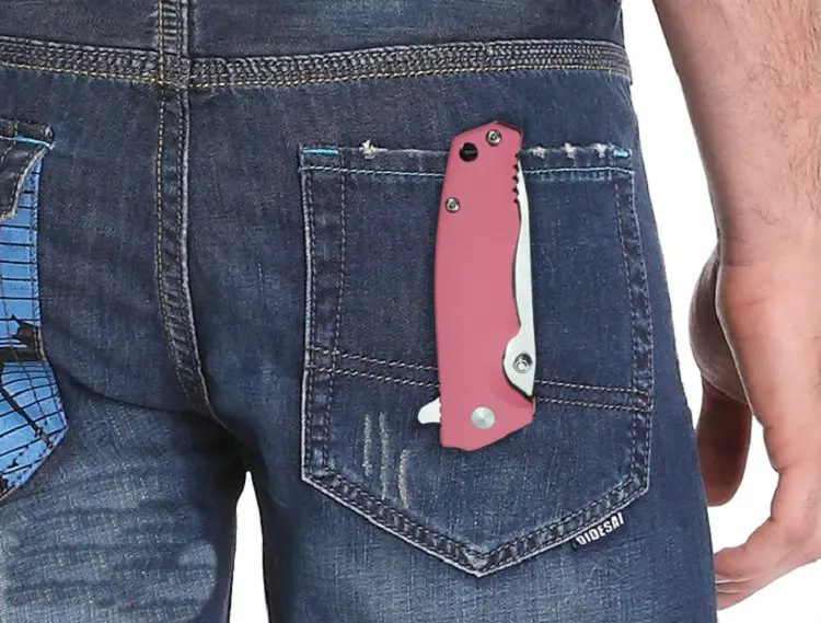 ENLAN EW106 Small Folding Knife 8Cr13mov Steel,Pink G10 Handle,58Hrc Survival Hunt Camping Tool Girl gift Knife Tactical Knives