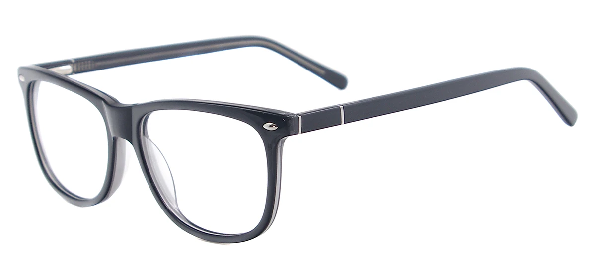 Мужские классические очки большие овальные качественные ацетатные очки по рецепту для линз прогрессивного близорукости чтения - Цвет оправы: Черный