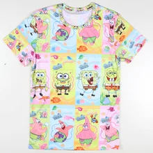 Funny Novelty cartoon men t shirts 3d printing SpongeBob and Patrick Star tshirt round neck Short Sleeve tee shirt homme