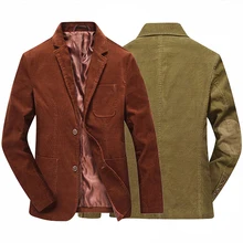 Модный брендовый мужской зимний деловой костюм, куртка, пальто, Ретро стиль, приталенный мужской вельветовый Блейзер, Повседневный, локоть, золотой, коричневый