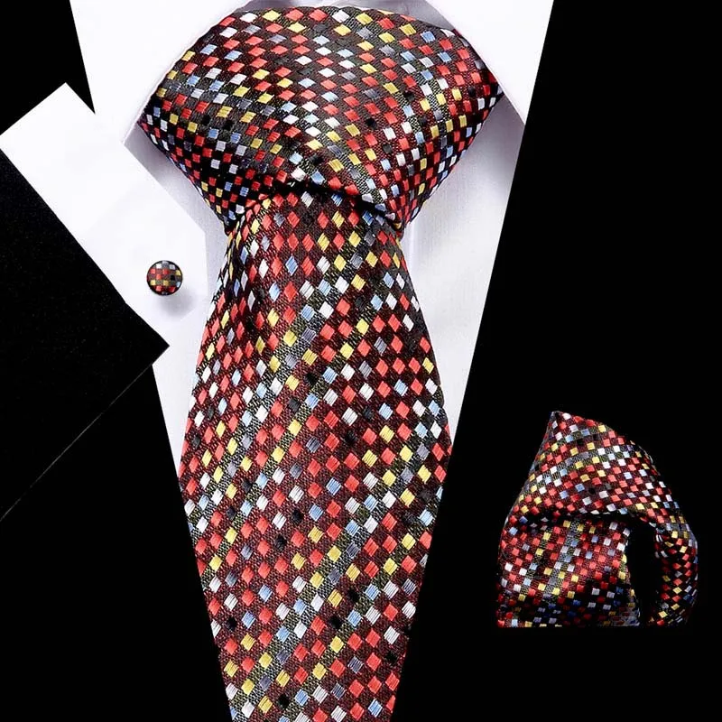 

High Quality 60 Color Blue Geometric 100% Silk Men Tie 7.5cm Woven Business Necktie Set Dropshipping Men Gift