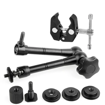 

11" Articulating Magic Arm + Super Clamp for Sony Canon DSLR camera LCD Monitor LED light and for Gopro Hero 7 6 5 action camera