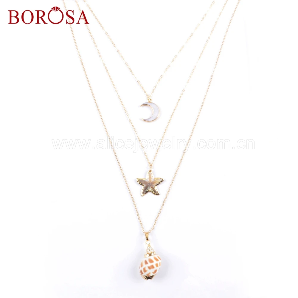 BOROSA 3 шт 26 &quotпозолоченный натуральный белый корпус полумесяц ракушка Морская