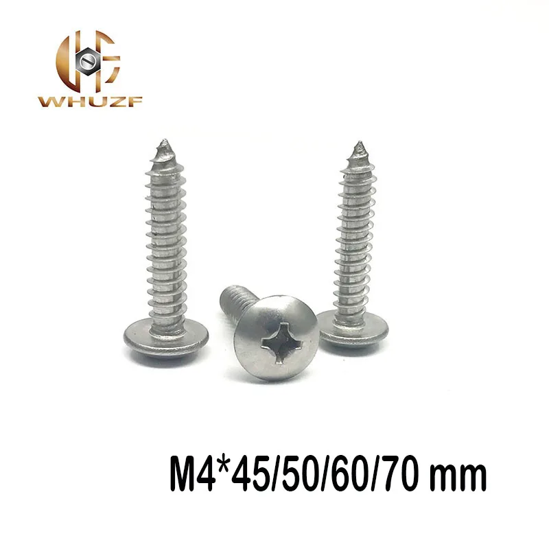30 шт. M4 * 45/50/60/70 мм 304 саморезы из нержавеющей стали большой гриб с плоской головкой