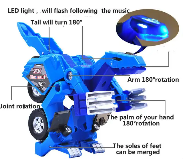 Transformation Cadeaux Garçon À En Combat Pour Voiture Figurine De Véhicule Avec Et Robot Son Jouet Modèle Lumineux Plastique Dinosaure Led CBxoEQderW