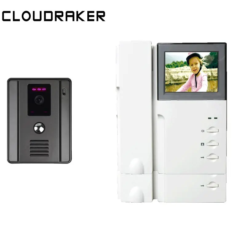 

CLOUDRAKER Video Door Phone 2x Telephone Monitor 4.3'' with 1x Wired Camera Video Intercom System Night Vision Unlock