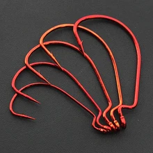 100Pcs/Lot Fishing Hook Red Wide Belly Crank Hook Worm Hook For Bass Soft bait Texas Rig Fishhook size1/0#2/0#3/0#4/0#5/0#1#2