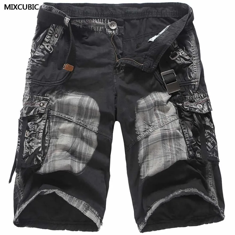 

MIXCUBIC 2017 new summer European style camouflage Military shorts men washing camouflage Tooling shorts for men size 29-38.