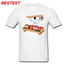 Kawaii Мужская футболка с рисунком суши 100% хлопок на заказ коротким