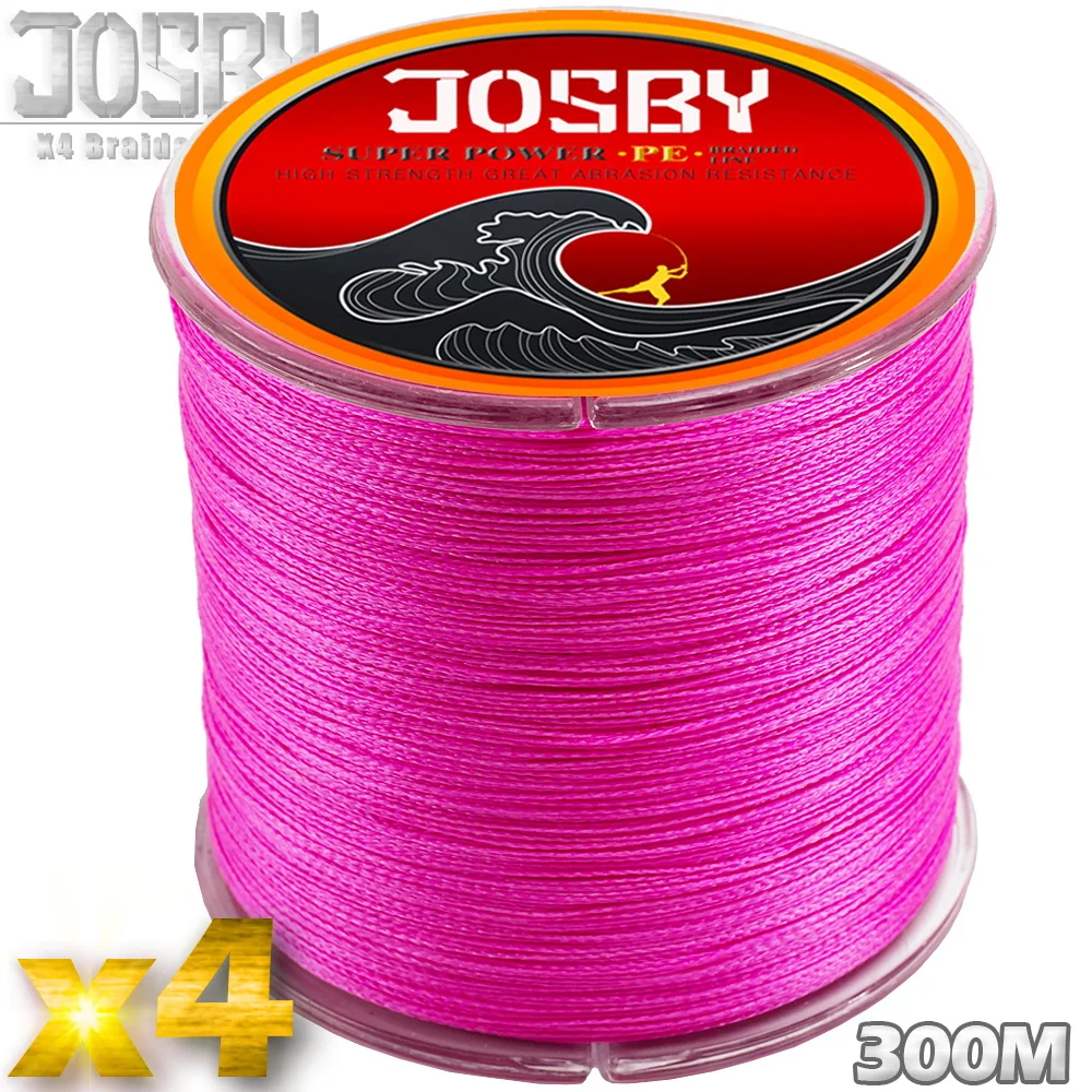 

JOSBY Multicolour Japan PE Fishing Braided Line for Carp Fishing Carp Lines 300M 4 Strand Thread 10 20 30 40 50 60 70 80LB pink