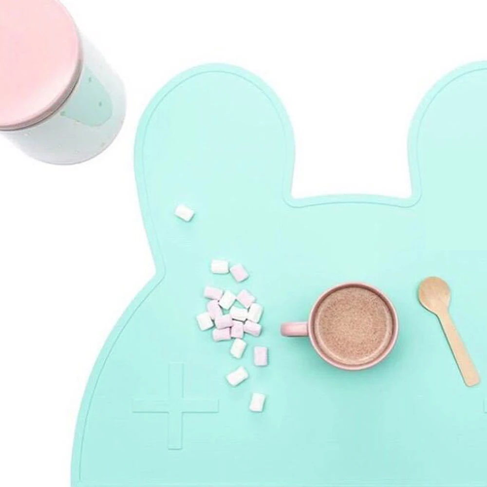 1pc Creative cute rabbit silicone Placemat Heat Resistant Mat Kids Baby