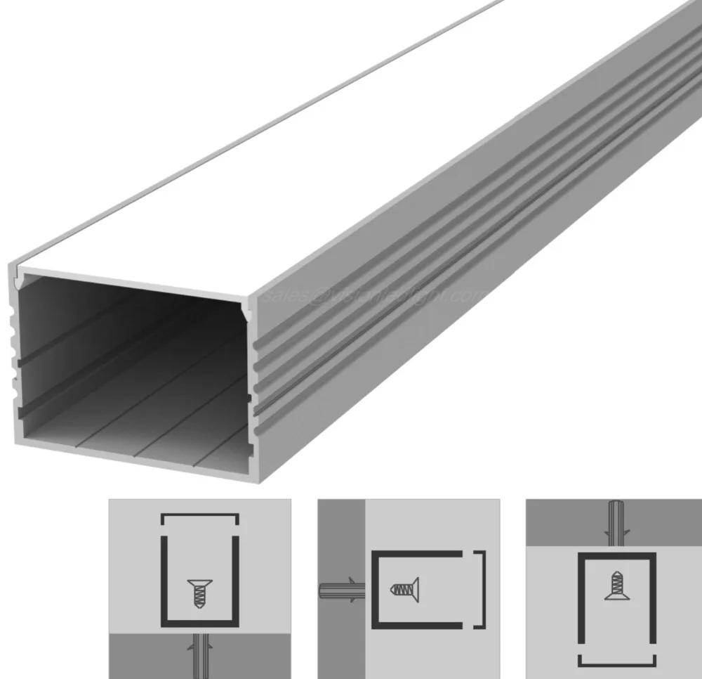 4 м(4 шт) много, 1 м за штуку, широкий светодиодный алюминиевый профиль с молочной диффузной крышкой, торцевые крышки в том числе, AP5035-1M