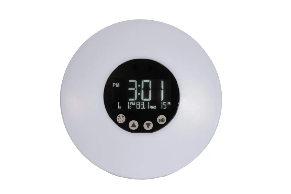 Lâmpadas de Temperatura Sunrise Acordar Colorida Relógio Despertador Rádio fm Simulação Digital Display Night Light Inteligente Bebê Luz Led 11 night light