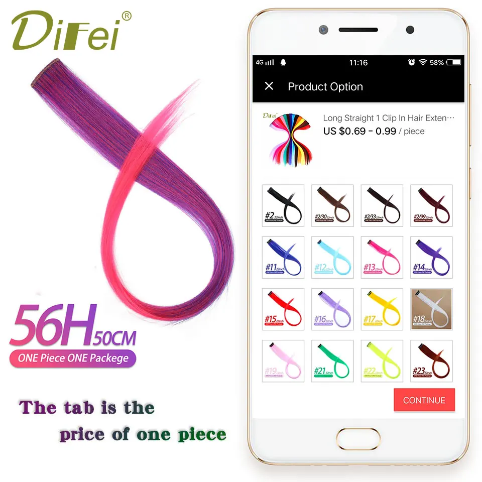 DIFEI Long Synthetic Hair Extensions for Women Girls Clip In One Piece Straight Hair Pieces Pink Blue Purple DIFEI Long Synthetic Hair Extensions for Women Girls Clip In One Piece Straight Hair Pieces Pink Blue Purple