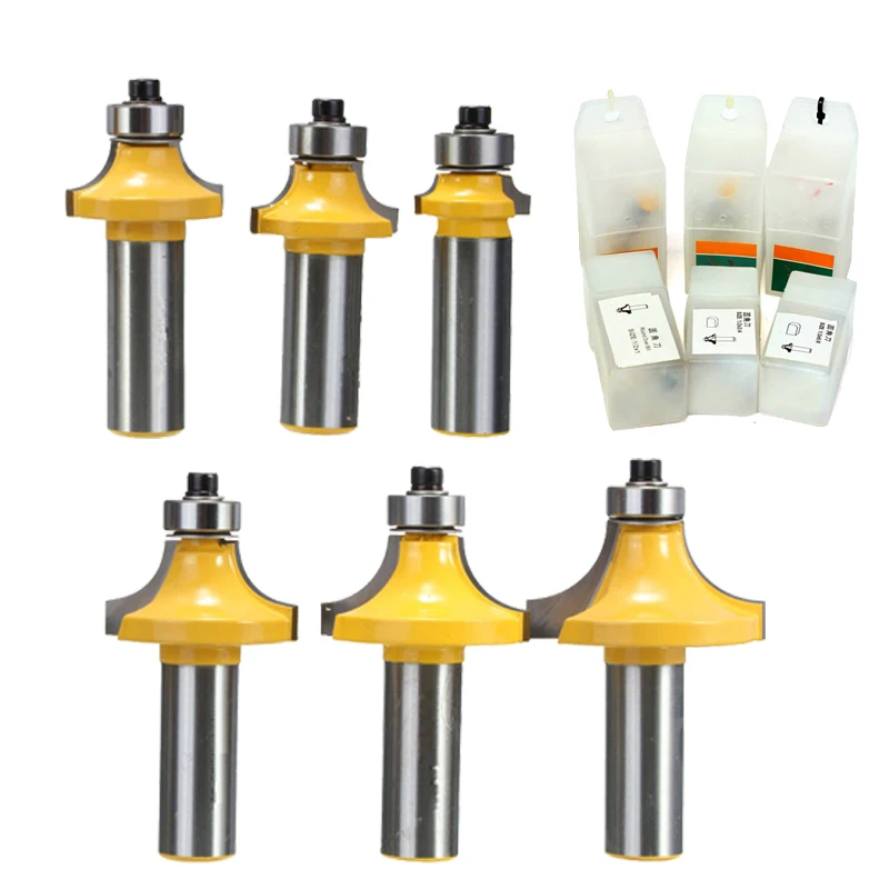High Quality 6pcs/set High Strength Roundover Router Bit Set 1/2" Shank