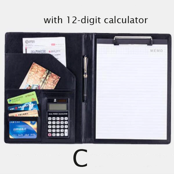 А4 кожаная папка, многофункциональный органайзер для офисных документов, планировщик, блокнот, школьные блокноты, папка с калькулятором - Цвет: C