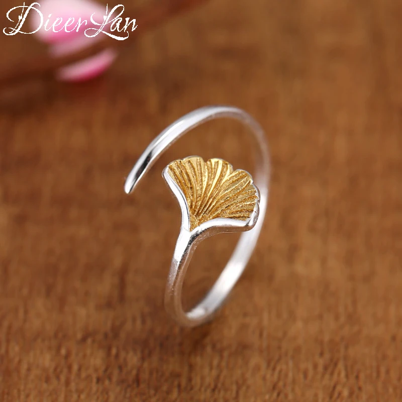 

Boho 925 Sterling Silver Ginkgo Biloba Leaf Rings for Women Engagement Jewelry Adjustable Size Finger Rings Anillos 2019