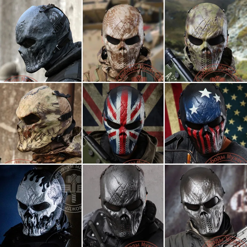 

9 Style Typhon Camouflage Tactical Face Mask Military Shooting Paintball Balaclava Airsoft Skull Ghost Protection Full Face Mask