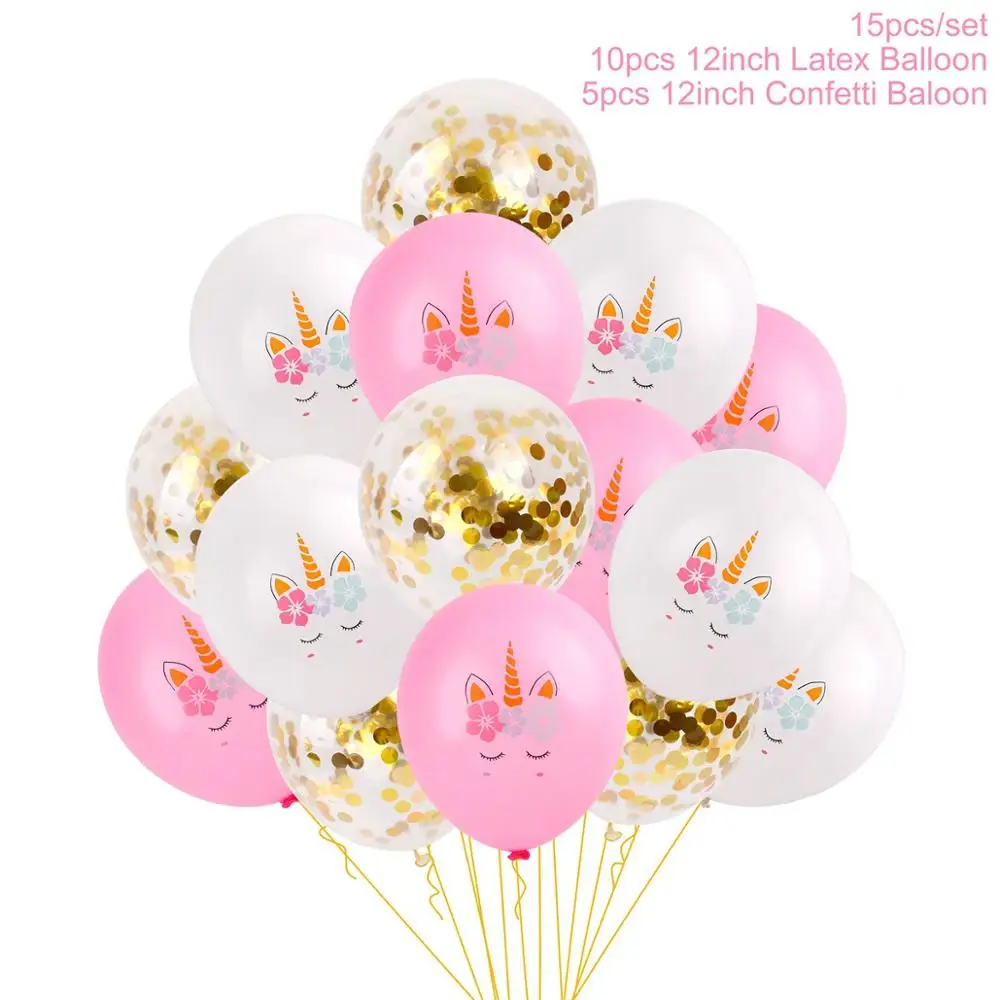balloon set 1 Huiran Единорог посуда баннер Единорог на день рождения Декор для девочек Детские вечерние украшения Единорог - Цвет: balloon set 1