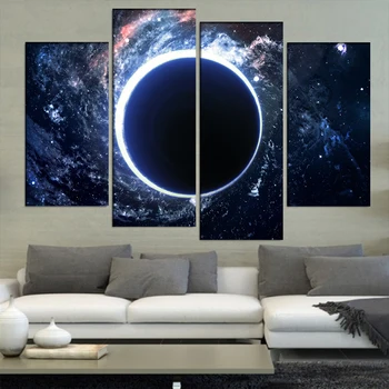 

Canvas Painting Cuadros Home Decor Art Printed 4 Panels Black Hole Landscape Modern Frames For Paintings Modular Pictures