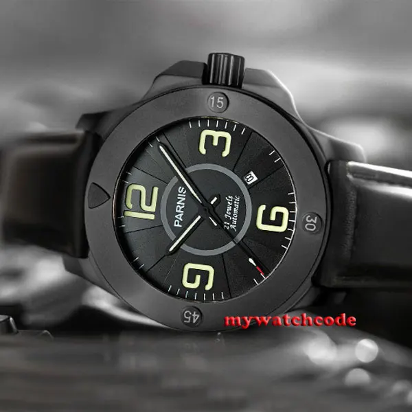 47mm Parnis black dial PVD case Sapphire Glass miyato Automatic mens Watch 571 47mm Parnis black dial PVD case Sapphire Glass miyato Automatic mens Watch 571