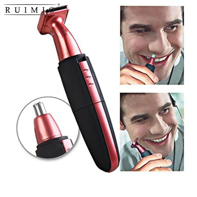 

Men Battery Powered Washable Facial Clipper Beard Nose Hair Trimmer Groomer Set Red+Black Nose Cutting Machine Facial Body